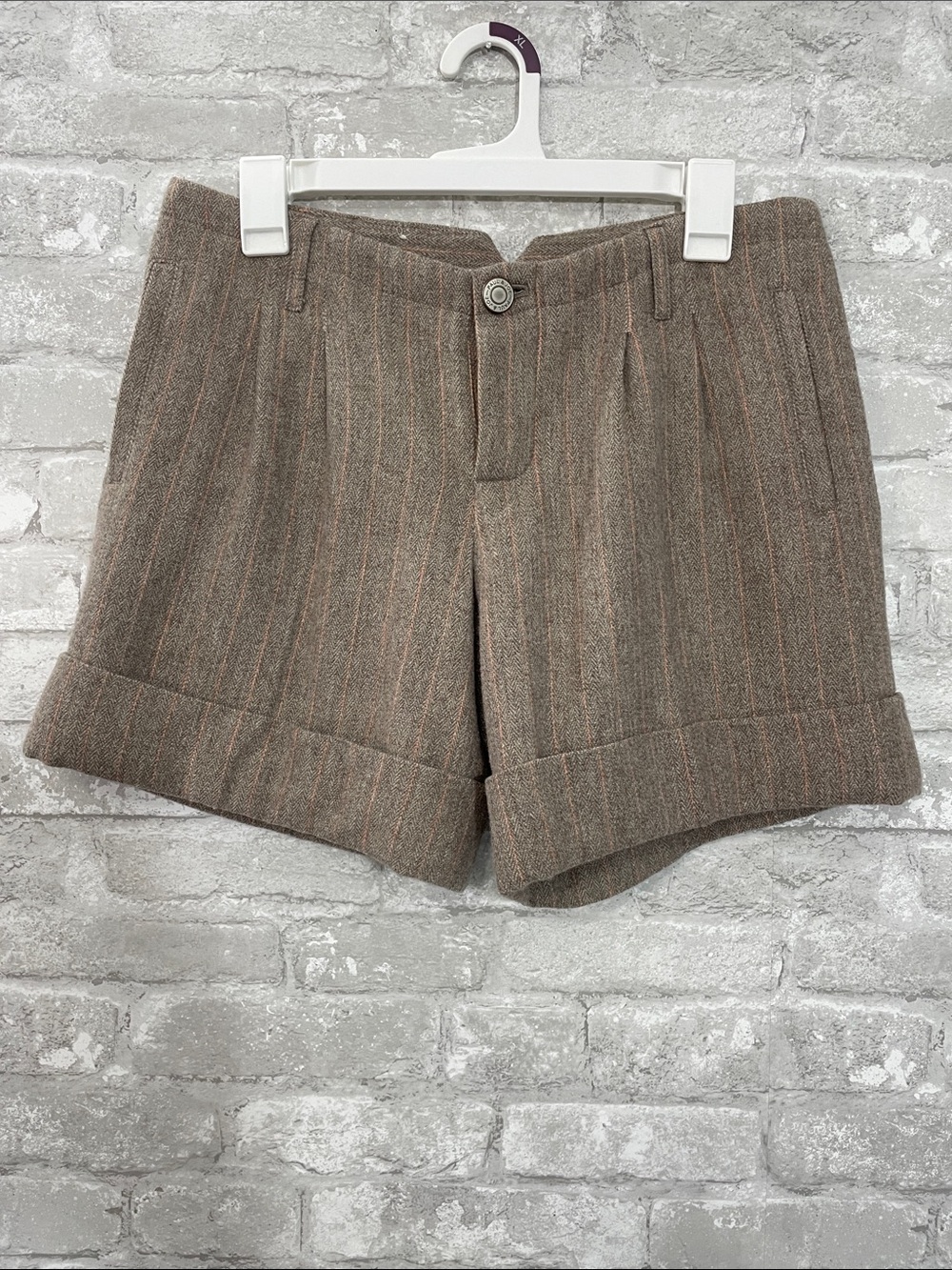 Paul & Joe For Target Brown Pinstripe Cuffed Wool-Blend Shorts